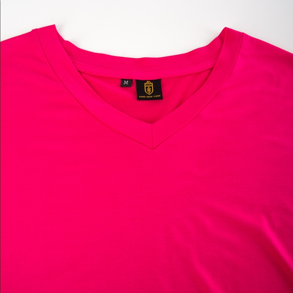 KING NEW YORK, V-NECK T-SHIRT, PINK